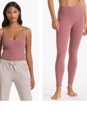 Vuori Rib Studio Workout Set in Marsala - S